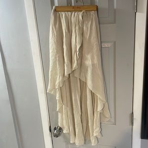 Beige, ruffled maxi skirt with slip attached underneath